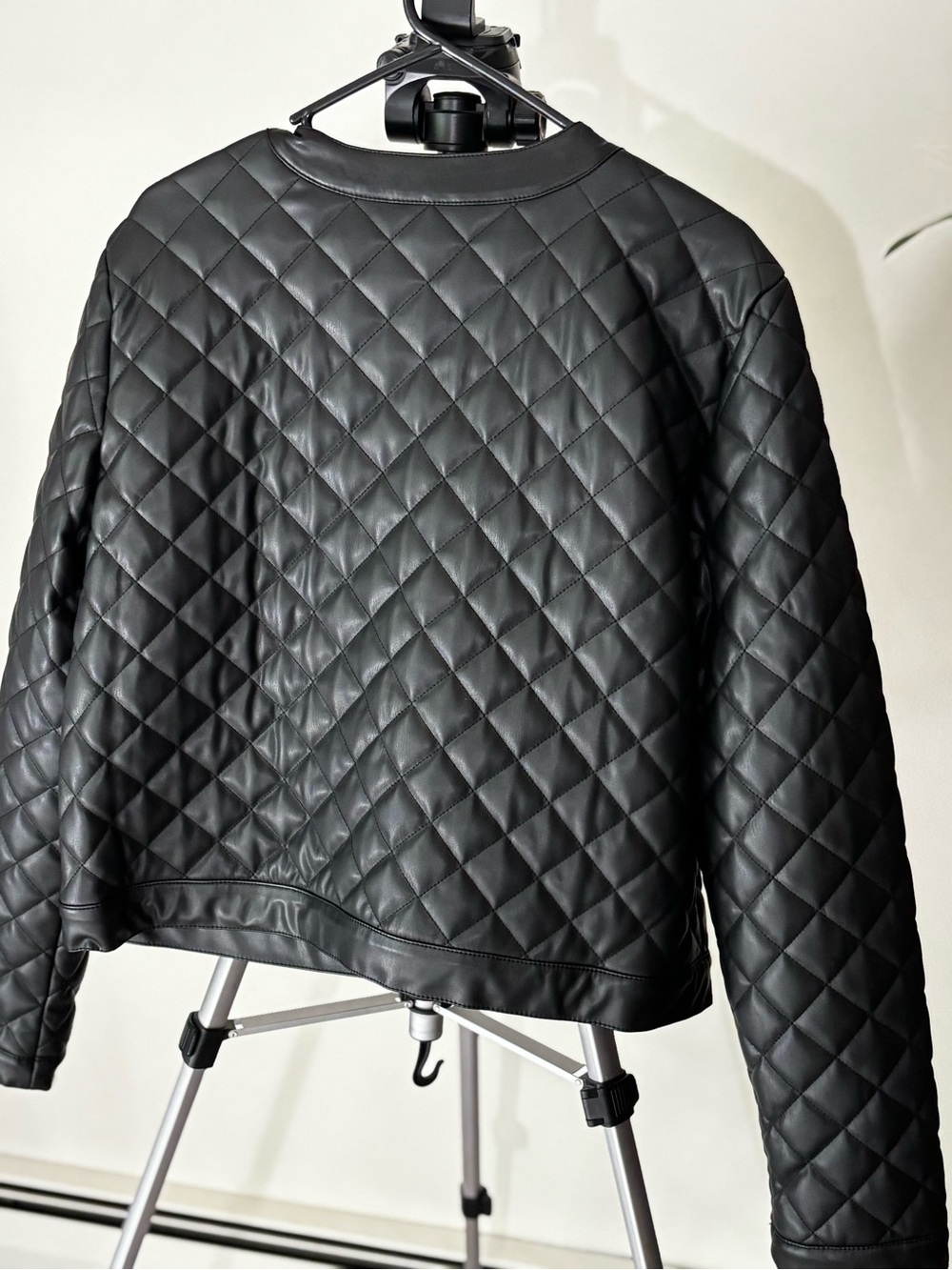 Steve Madden Black Quilted Faux-Leather Snap Jacket - Picture 4 of 13